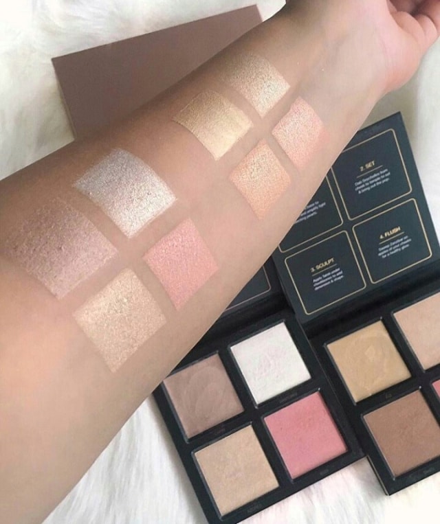 Huda Beauty arriva in Italia: tutti i prodotti presto disponibili da Sephora - Swatch della palette di illuminanti 3D Highlighter Palette