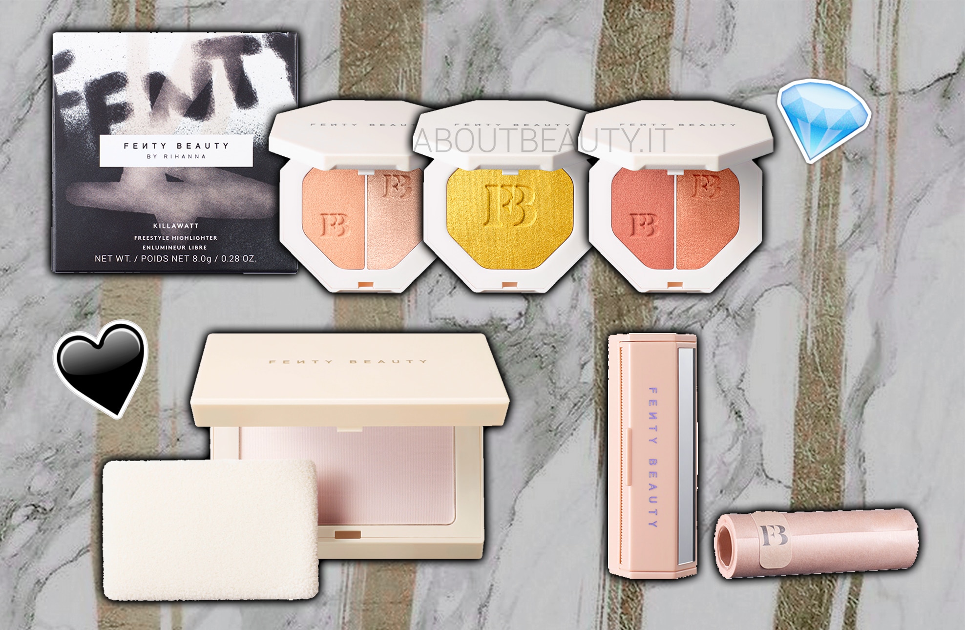 Fenty Beauty by Rihanna arriva in Italia dal 6 aprile, in esclusiva da Sephora - Prodotti viso, occhi, labbra - Review, recensione, opinioni, info, prezzo, dove acquistare, prodotti migliori, swatch - Fondotinta, Match stix matte e shimmer, Invisimatte, Killawatt illuminante, Gloss Bomb, Stunna Lip Paint