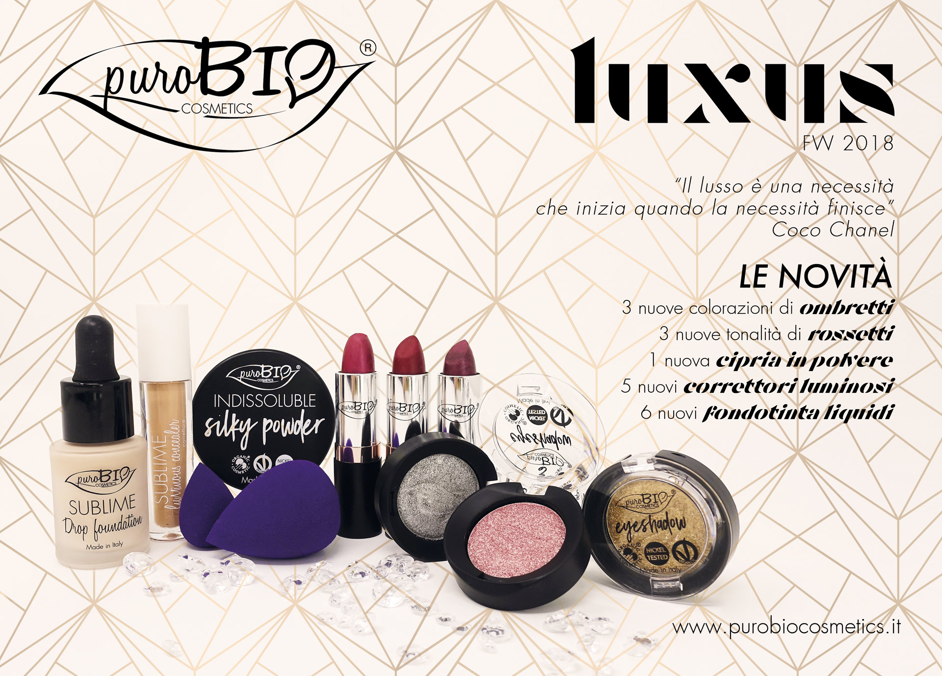 Purobio Luxus Collezione trucco make-up autunno 2018 - Info, recensione, review, opinioni, swatch, prezzo, dove acquistare - Prodotti